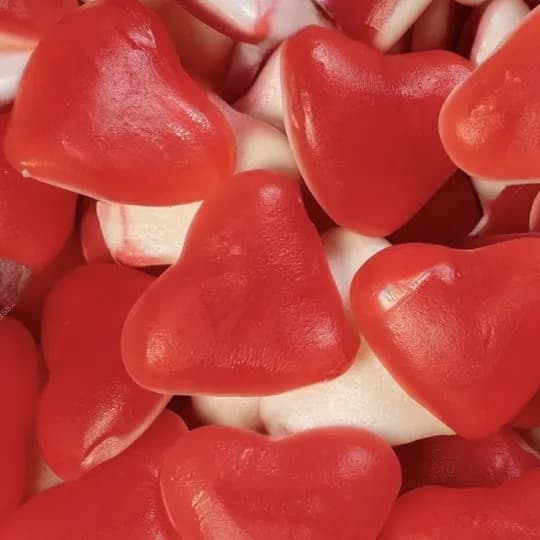 Coeurs fraises lisses - 100 Gr